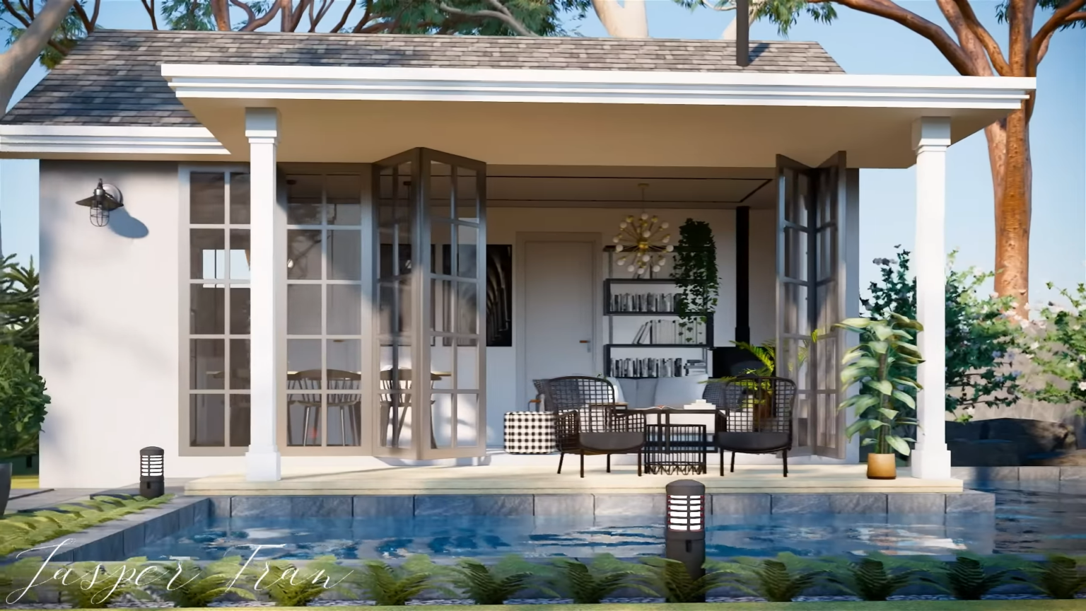 Tiny House Design Idea With Beautiful Pool - Life Tiny House