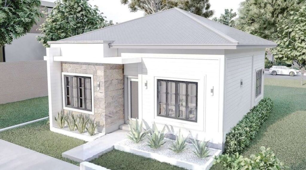 White Modern Tiny House Design 8x9M