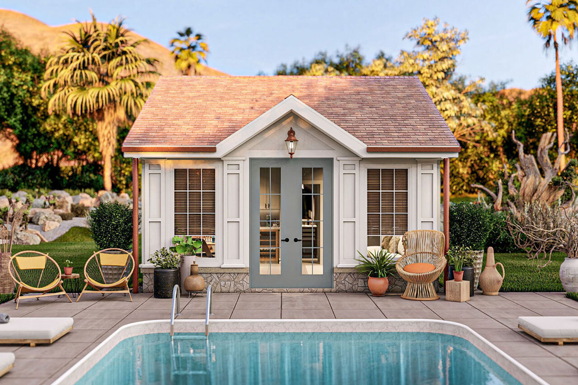 Cute Tiny House Floor Plan with Pool - Life Tiny House